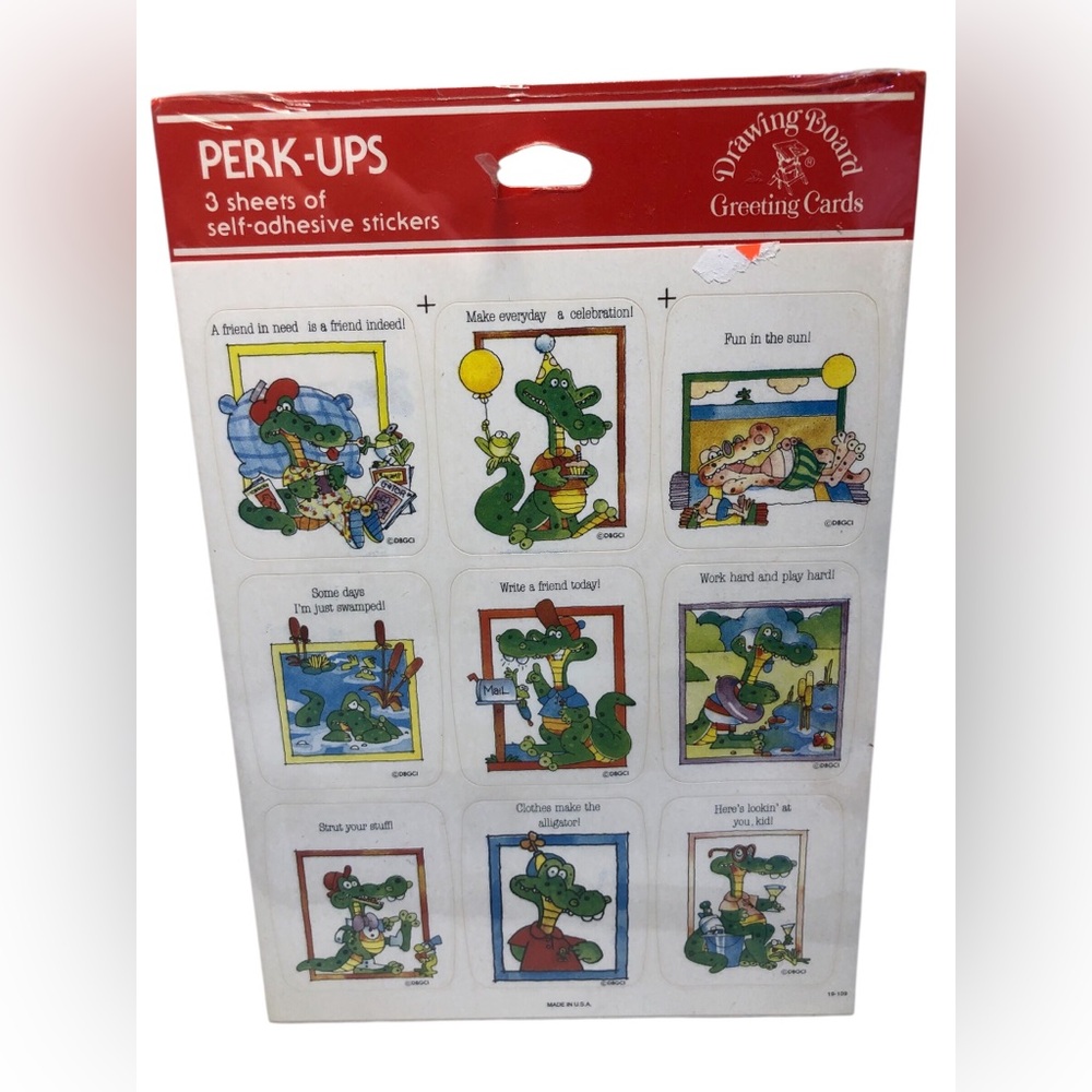 Vintage  Stickers  DBGCI,drawing Board Greetings  Alligator  & Sayings Rare 1981